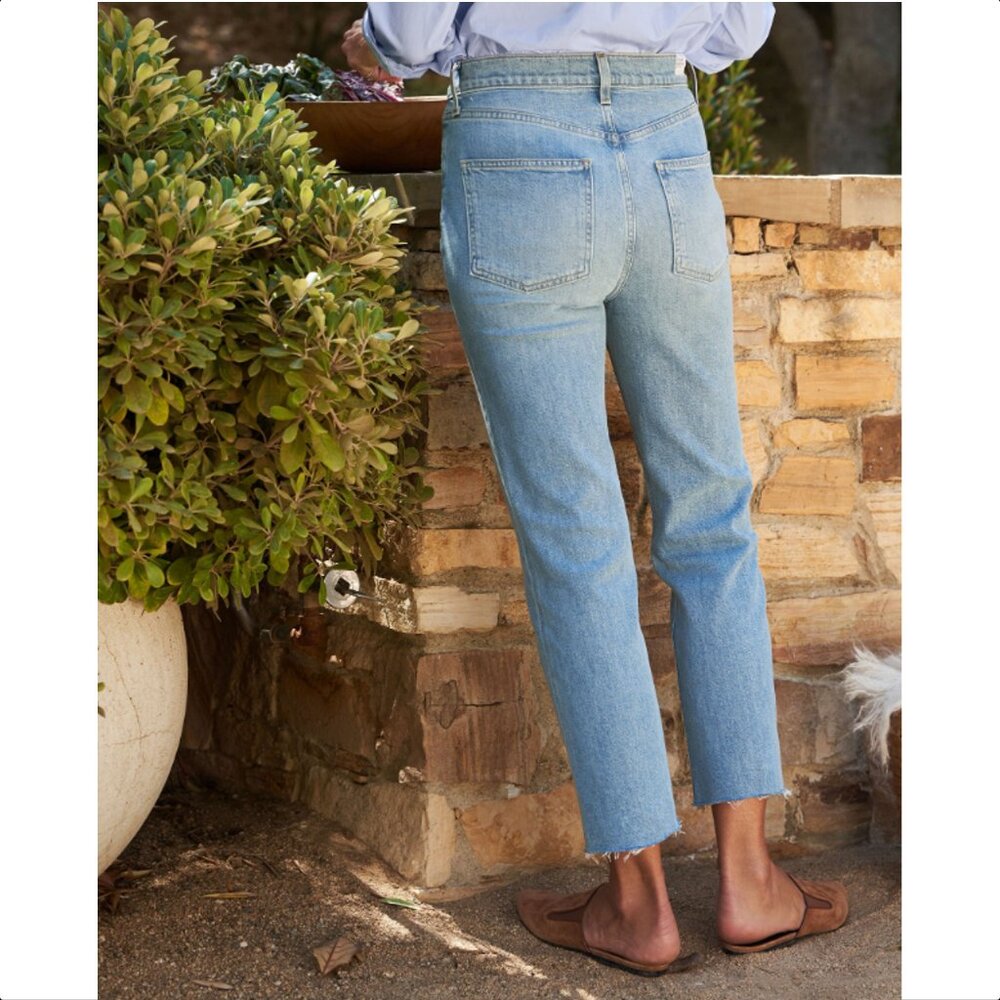 Frank & Eileen Monaghan Jeans High Rise Cropped Button Fly Raw Hem Size 30 EUC - Picture 2 of 8